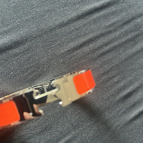 Authentic-Hermes Click Clack bracelet silver/orange - Picture 2 of 9